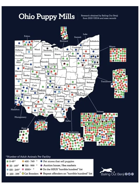 2023 map of puppy mills in ohio