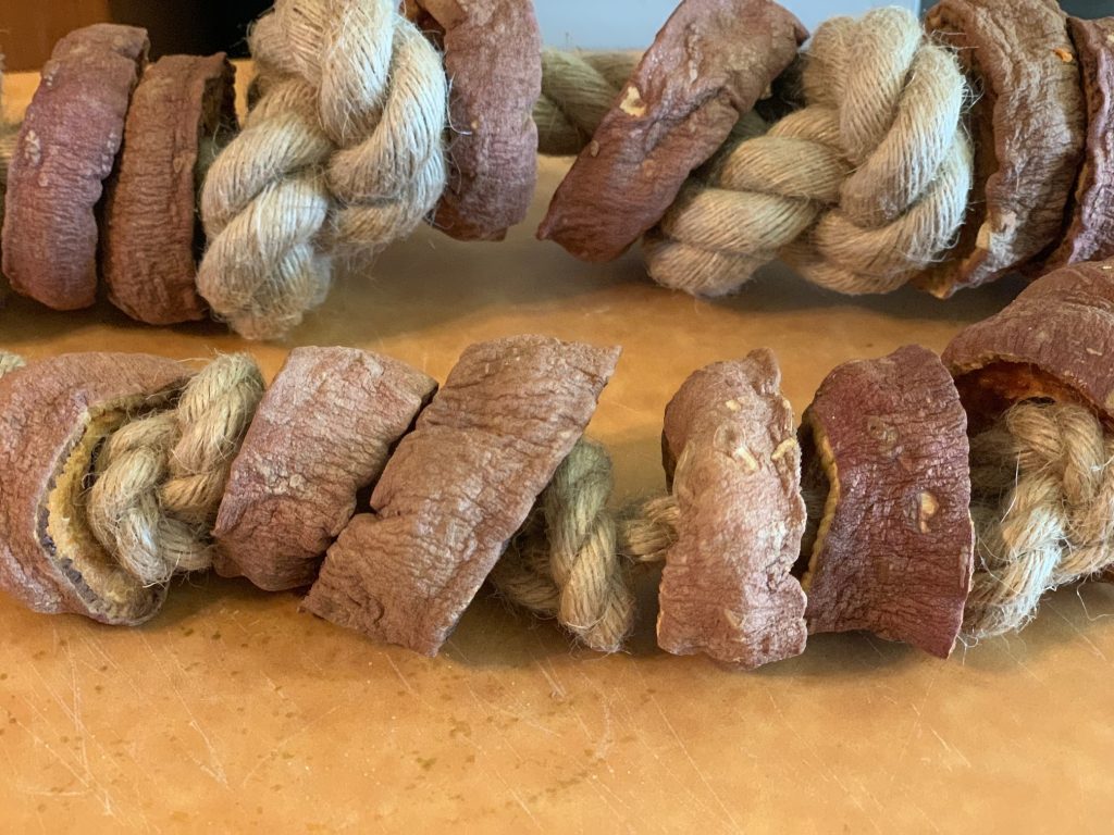 DIY sweet potato rope chew for dogs