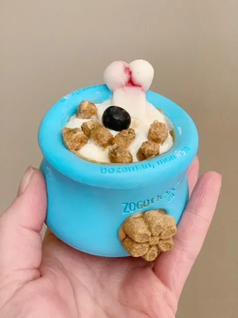 use an enrichment toy to help your puppy eat slower