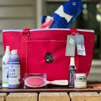 dog tote and grooming supplies from Cherrybrook